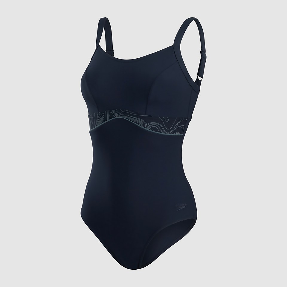Maillot de bain Femme Salacia dos à clip bleu marine/gris