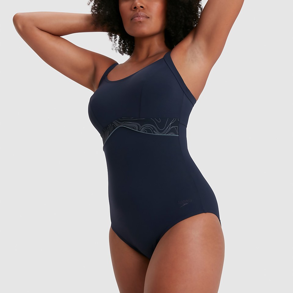 Maillot de bain Femme Salacia dos à clip bleu marine/gris