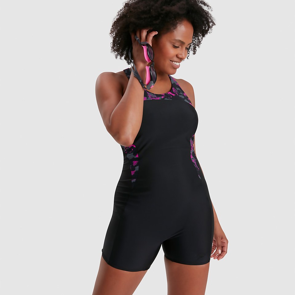 Women's Panel Legsuit Black/Pink