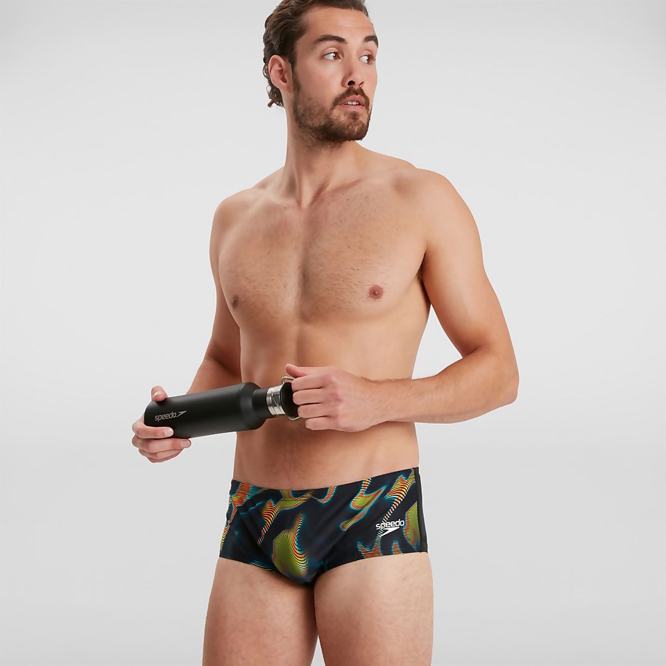 Slip de bain Homme Allover 14 cm noir/vert