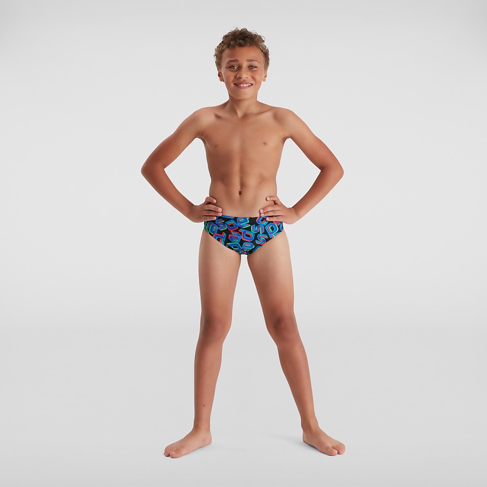 Slip de bain garçon Digital 6,5 cm noir/rouge