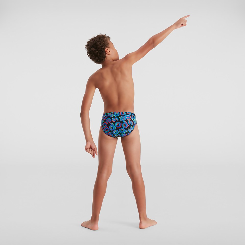 Slip de bain garçon Digital 6,5 cm noir/rouge