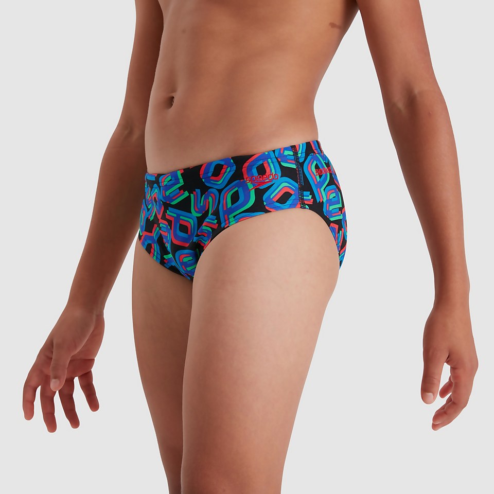 Slip de bain garçon Digital 6,5 cm noir/rouge