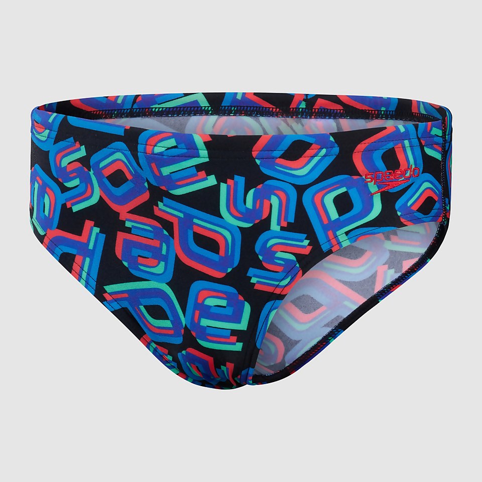 Slip de bain garçon Digital 6,5 cm noir/rouge