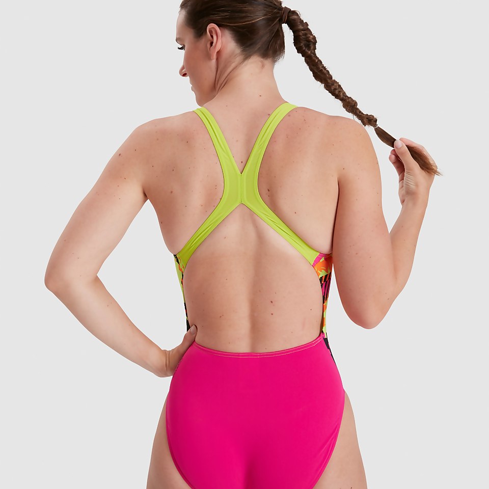 Maillot de bain Femme Placement Powerback rose/vert
