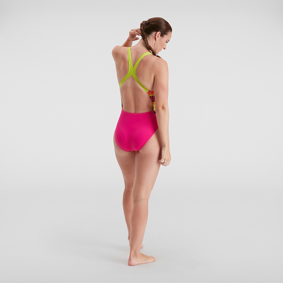 Women's Placement Powerback Swimsuit Pink/Green