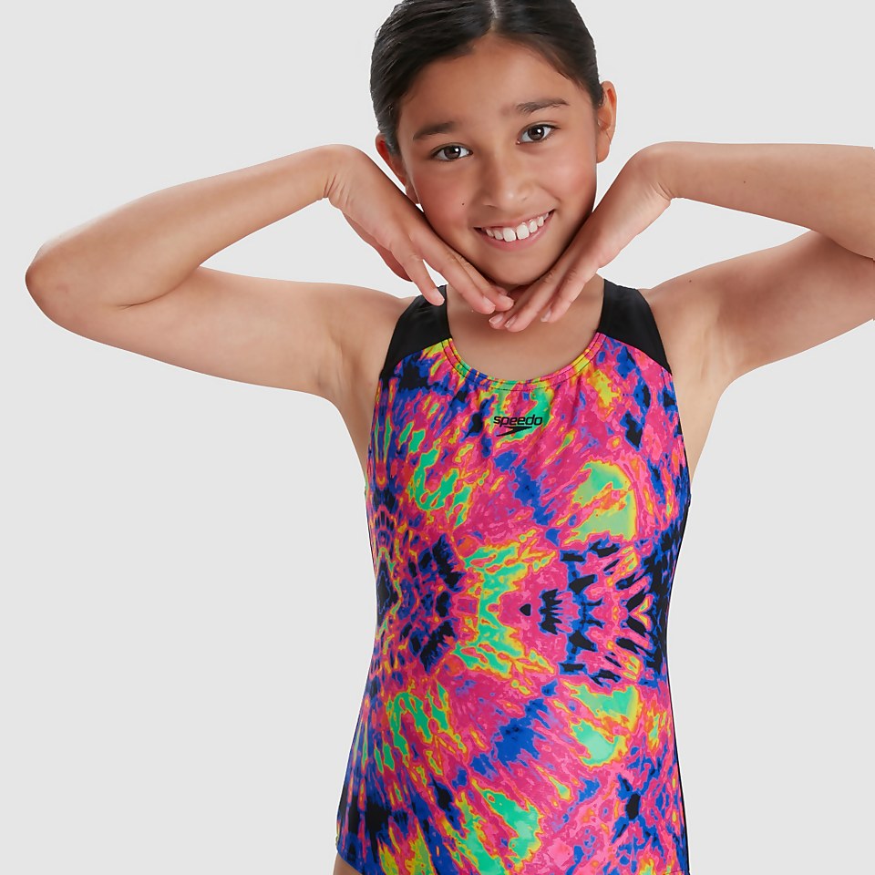 Maillot de bain Fille Digital Placement Splashback noir/rose