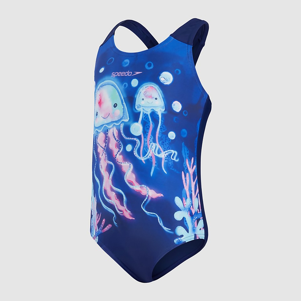Girls Digital Placement Swimsuit Blue Pink