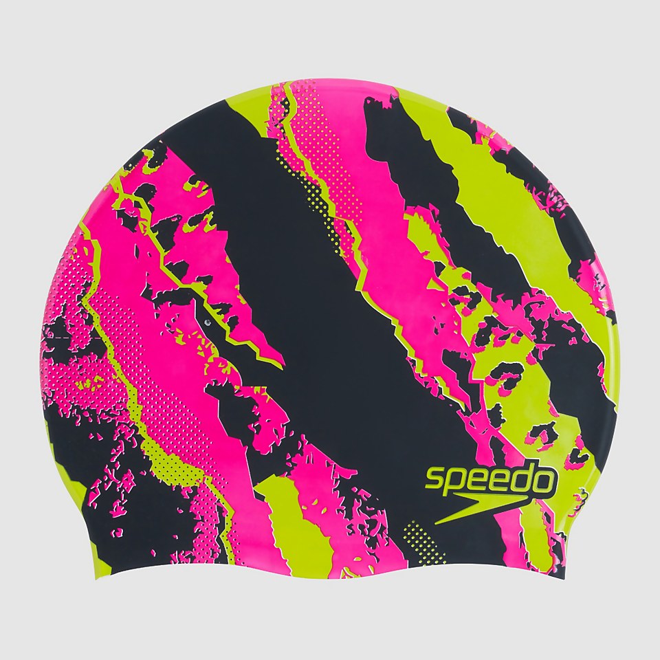 Bedruckte Silikon Badekappe Schwarz/Pink für Erwachsene