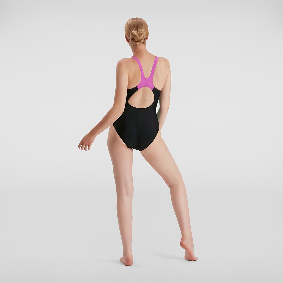 Women's Colourblock Splice Muscleback Swimsuit Black/Blue