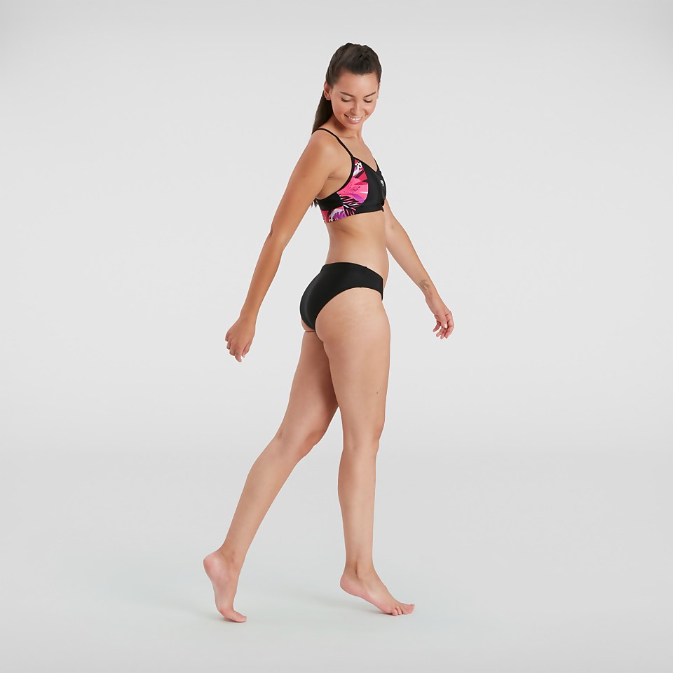 Damen Thinstrap Bikini Schwarz/Pink