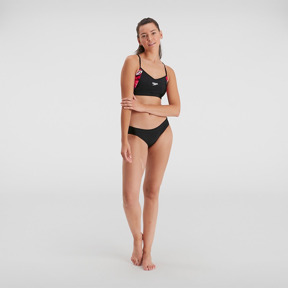 Damen Thinstrap Bikini Schwarz/Pink