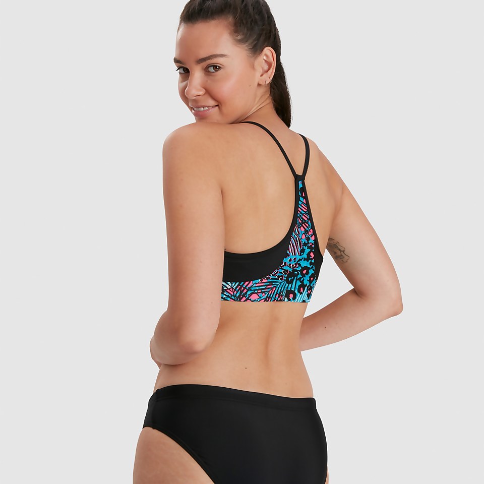 Bikini Femme bretelles fines bleu/noir
