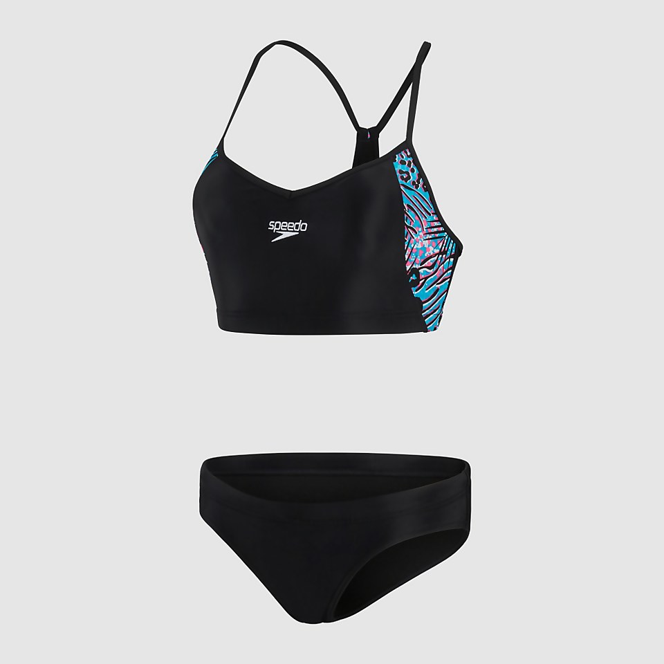 Bikini Femme bretelles fines bleu/noir