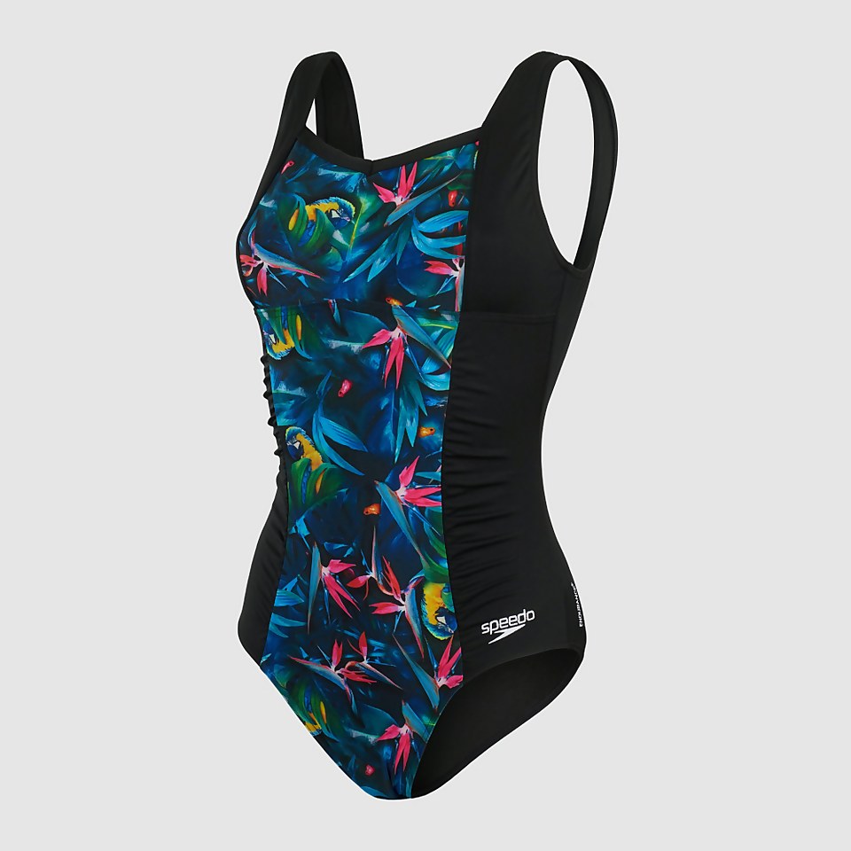 Maillot de bain Femme Panel dos en U noir/rose
