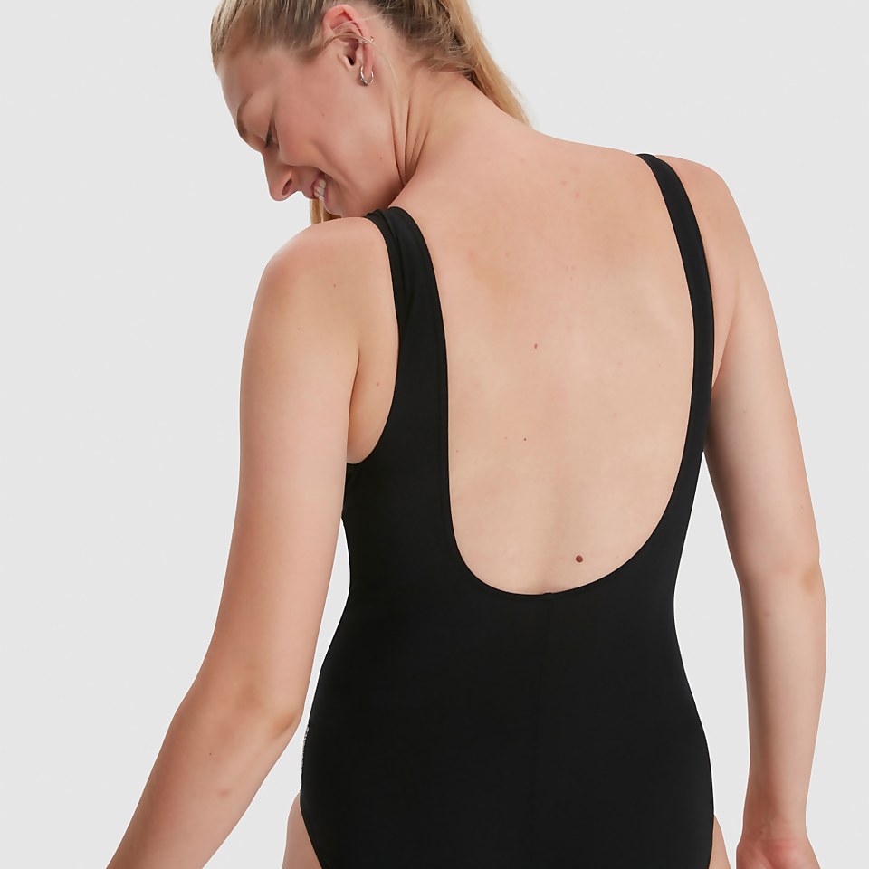 Maillot de bain Femme Panel dos en U noir/rose