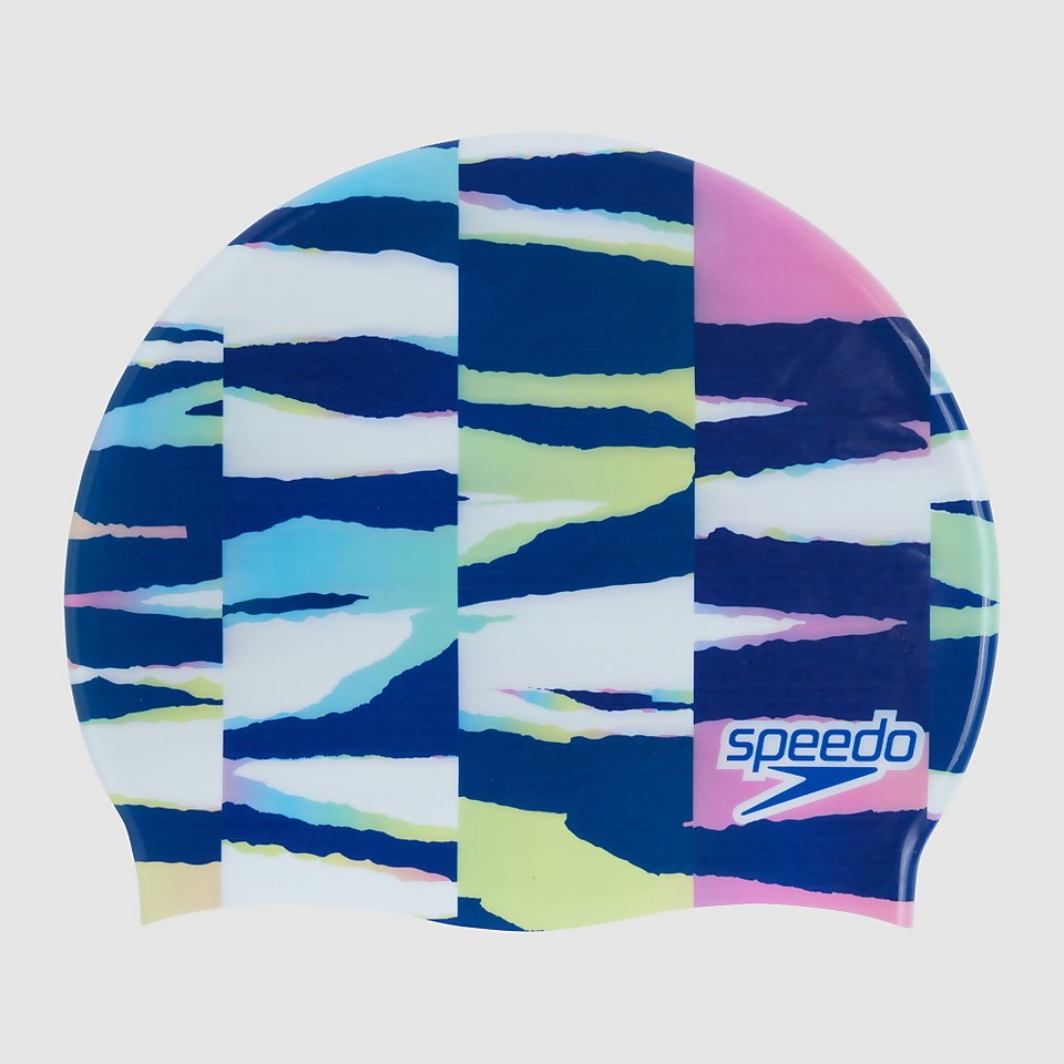Digital Print Badekappe Weiß/Blau für Erwachsene
