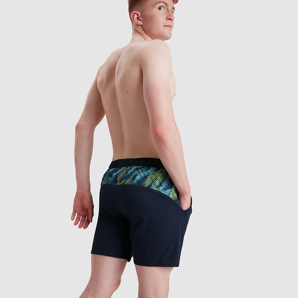 Herren Sport Panel 16" Badeshorts Marineblau/Grün