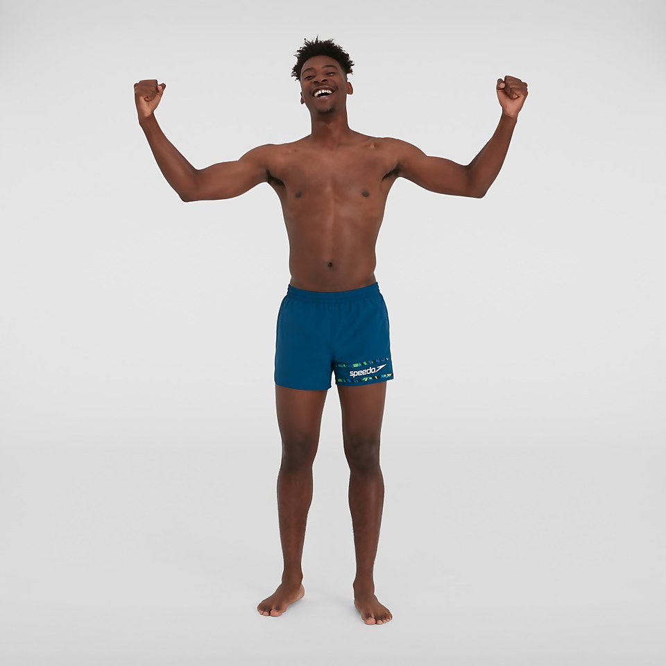 Short de bain Homme Retro 33 cm bleu/blanc