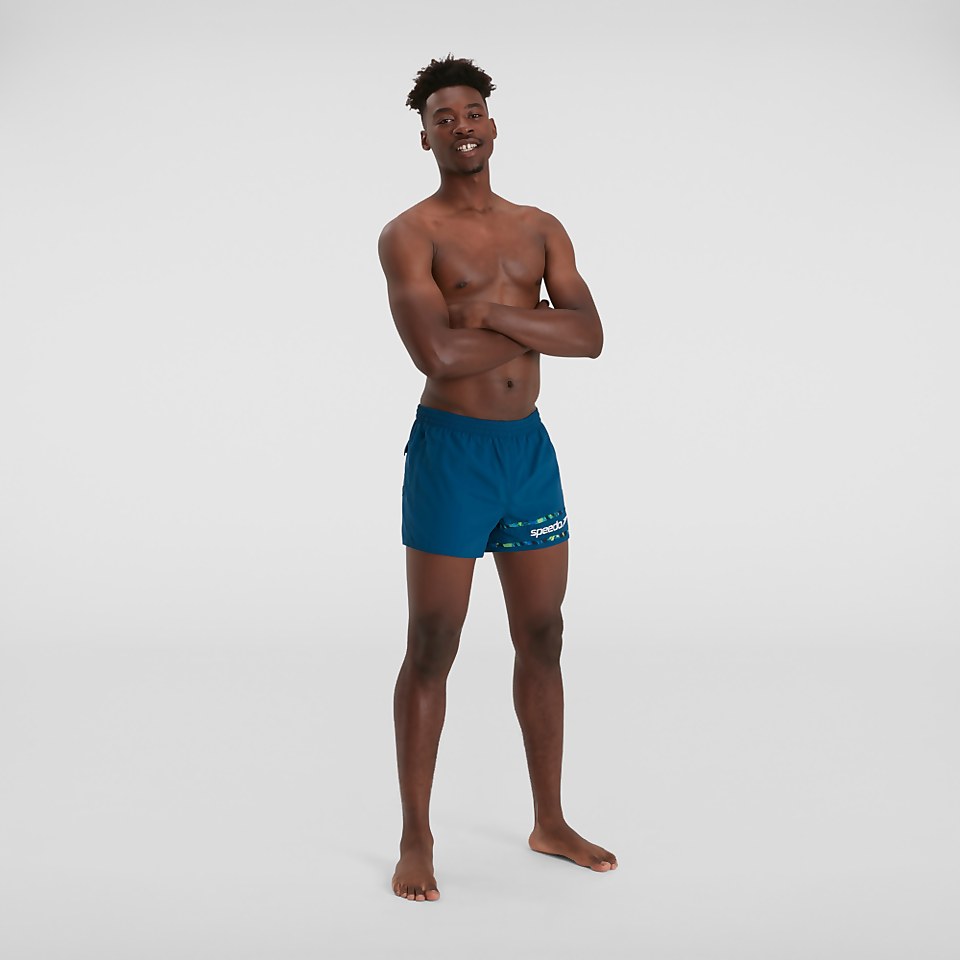 Short de bain Homme Retro 33 cm bleu/blanc