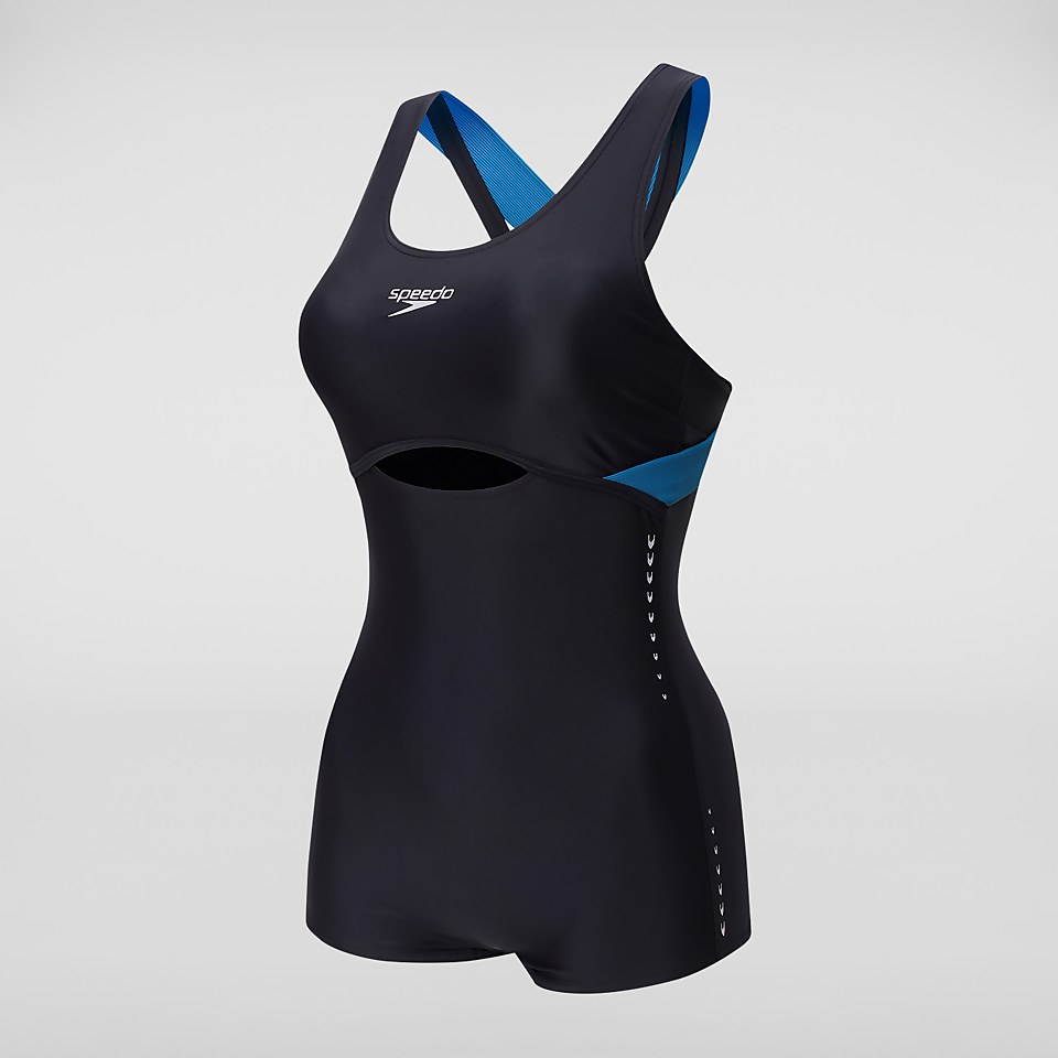 Women's Low Leg Swimsuit Black/Blue