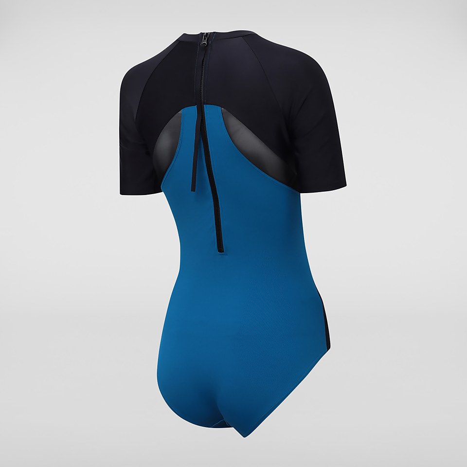 Maillot de bain Femme à manches courtes noir/bleu