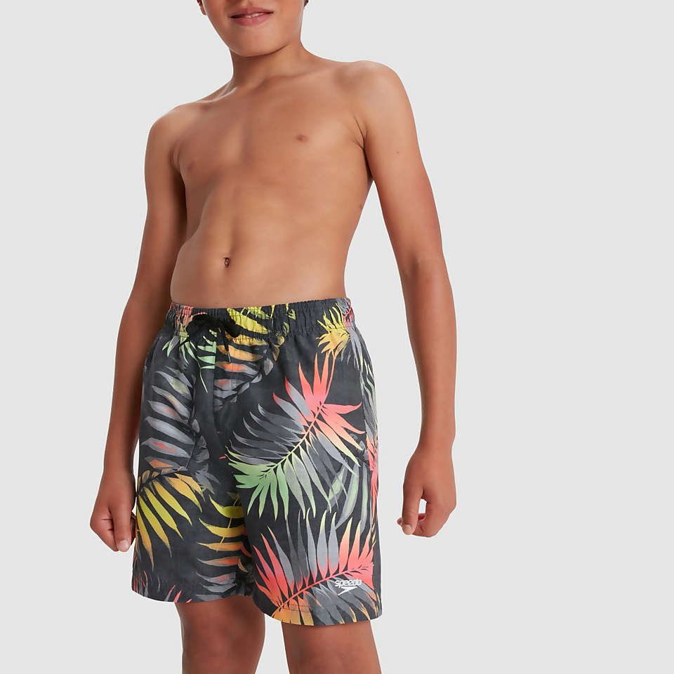 Jungen Printed 15" Badeshorts Schwarz/Grün