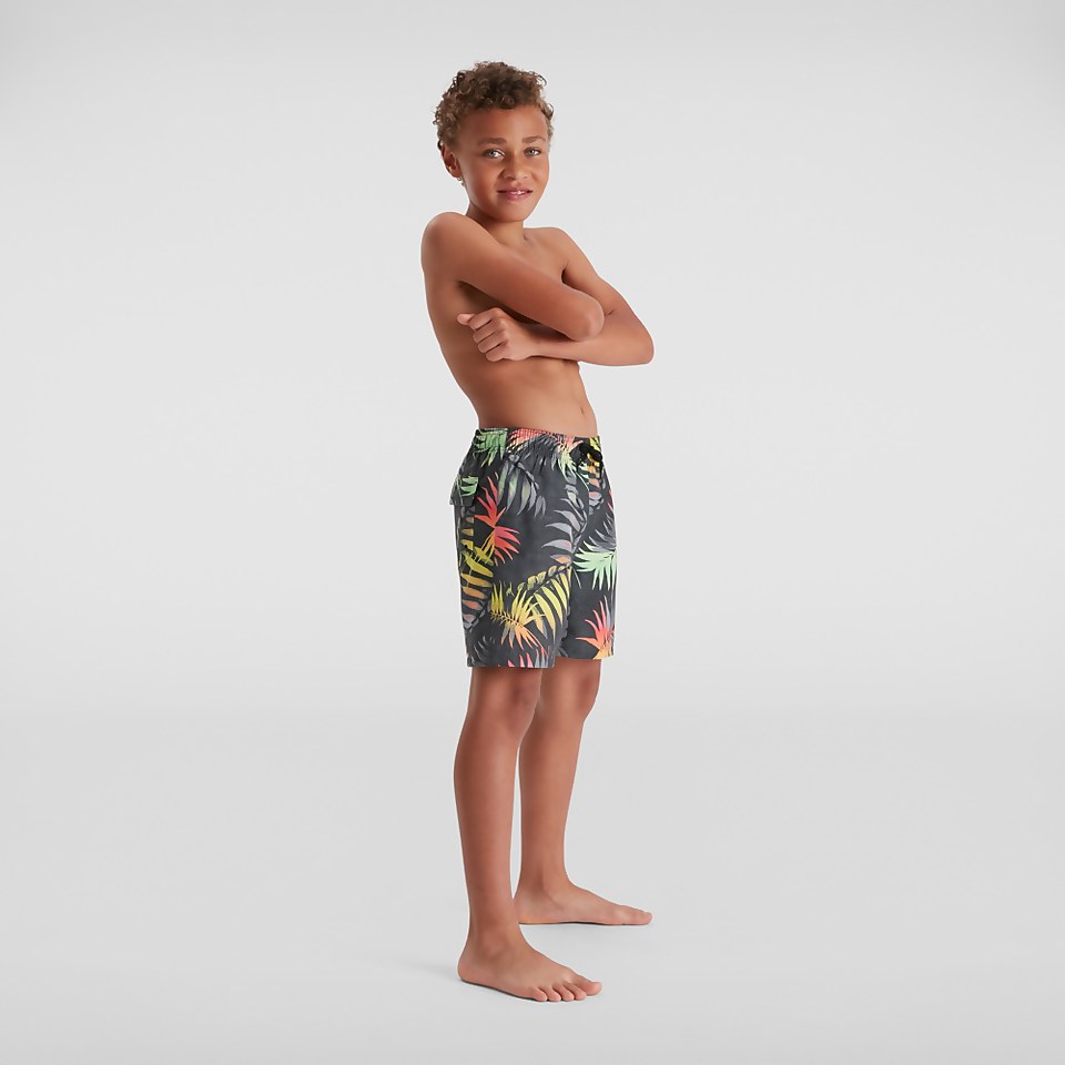 Jungen Printed 15" Badeshorts Schwarz/Grün