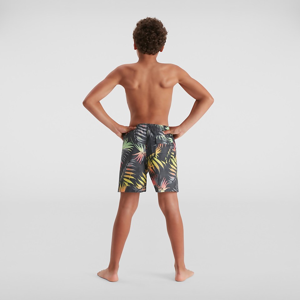 Jungen Printed 15" Badeshorts Schwarz/Grün