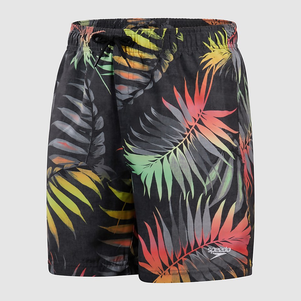Jungen Printed 15" Badeshorts Schwarz/Grün