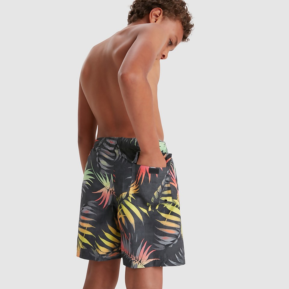 Jungen Printed 15" Badeshorts Schwarz/Grün
