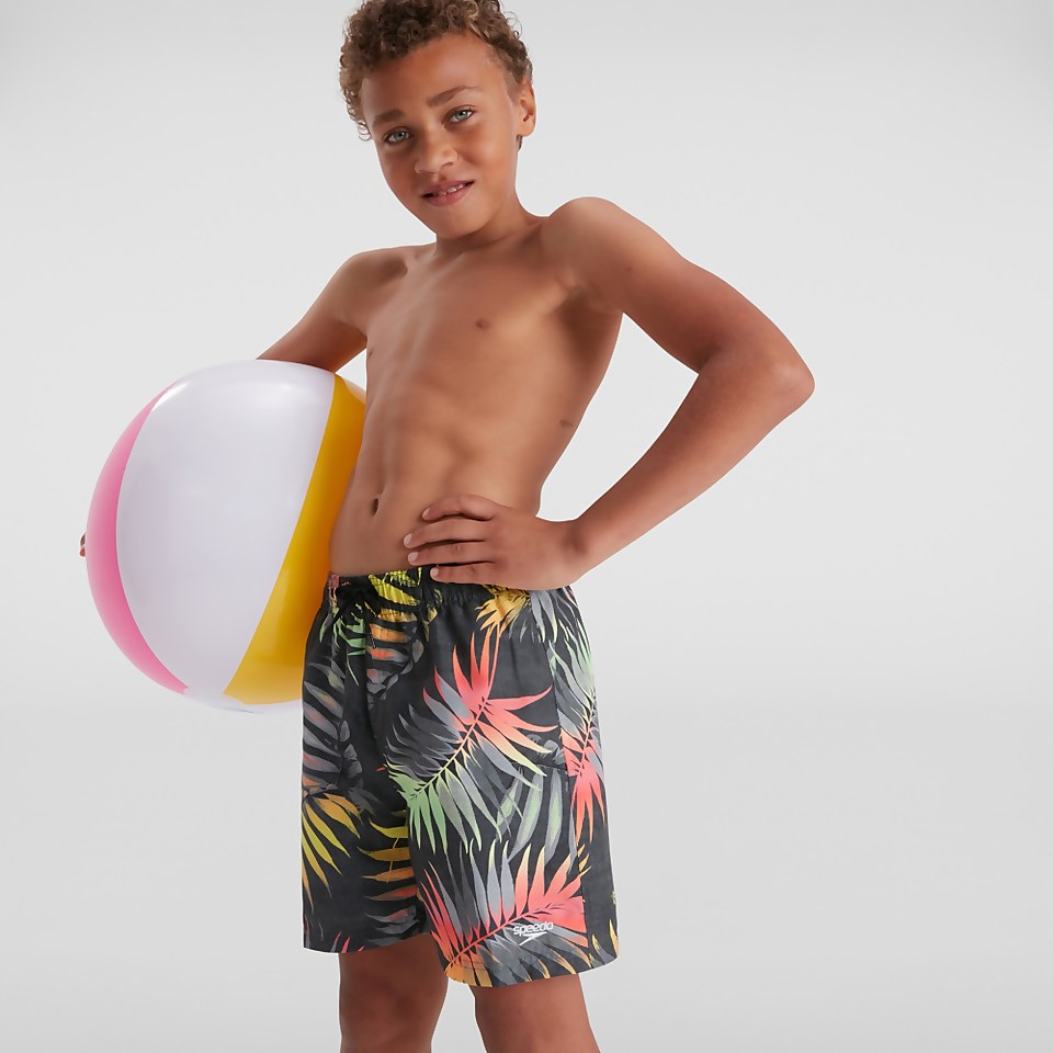 Jungen Printed 15" Badeshorts Schwarz/Grün