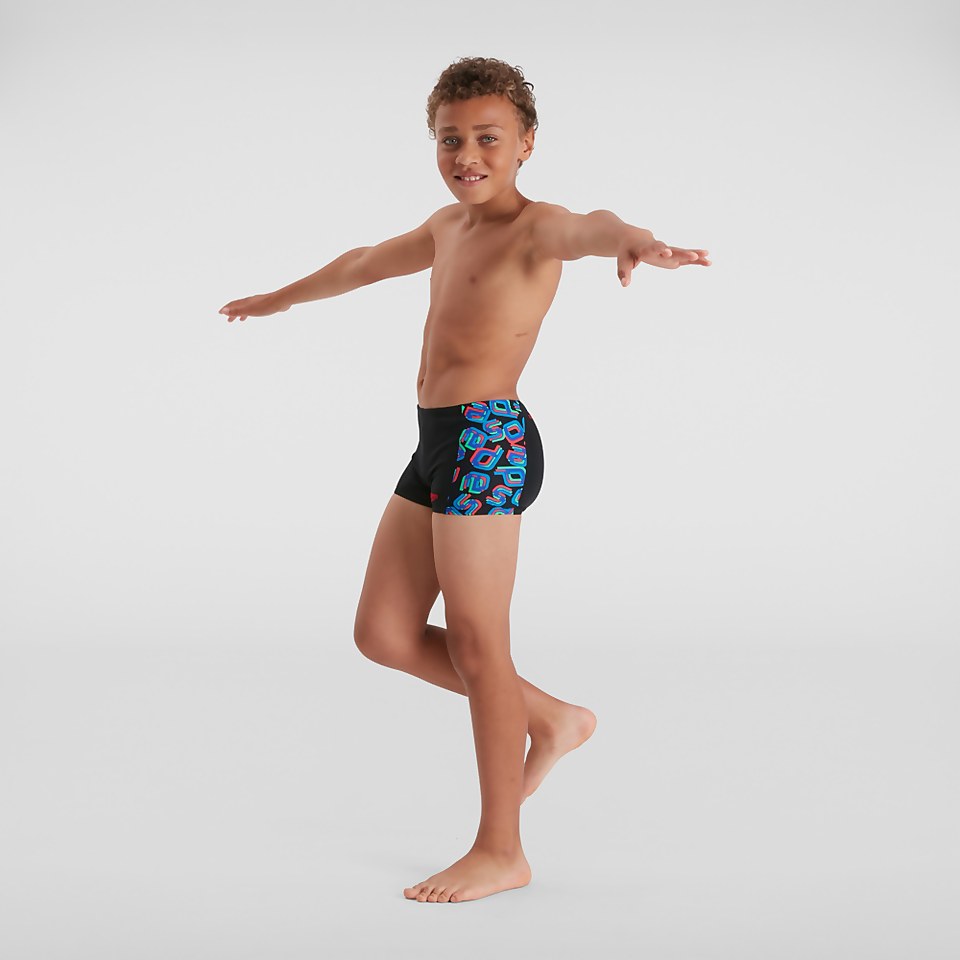Jungen Digital Panel Aquashort Schwarz/Rot