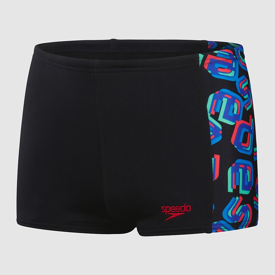 Jungen Digital Panel Aquashort Schwarz/Rot
