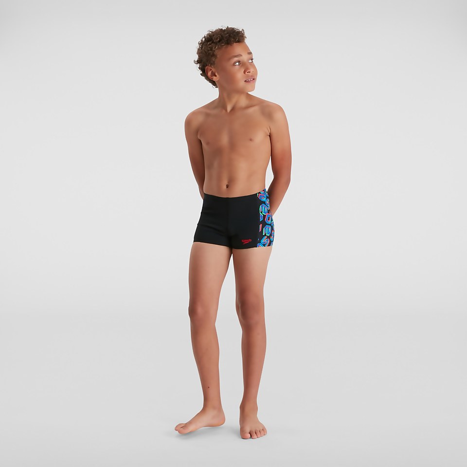 Jungen Digital Panel Aquashort Schwarz/Rot