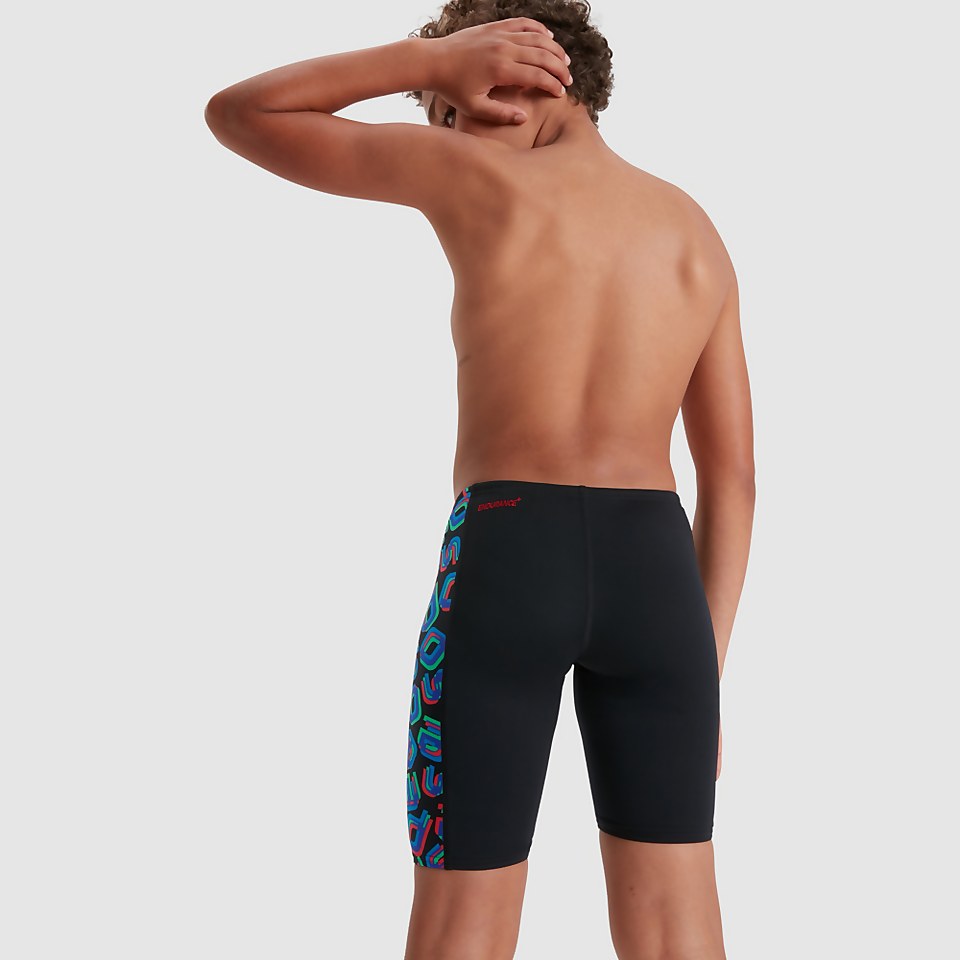 Jungen Digital Panel Schwimmhose Schwarz/Rot