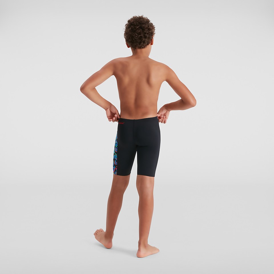 Jungen Digital Panel Schwimmhose Schwarz/Rot