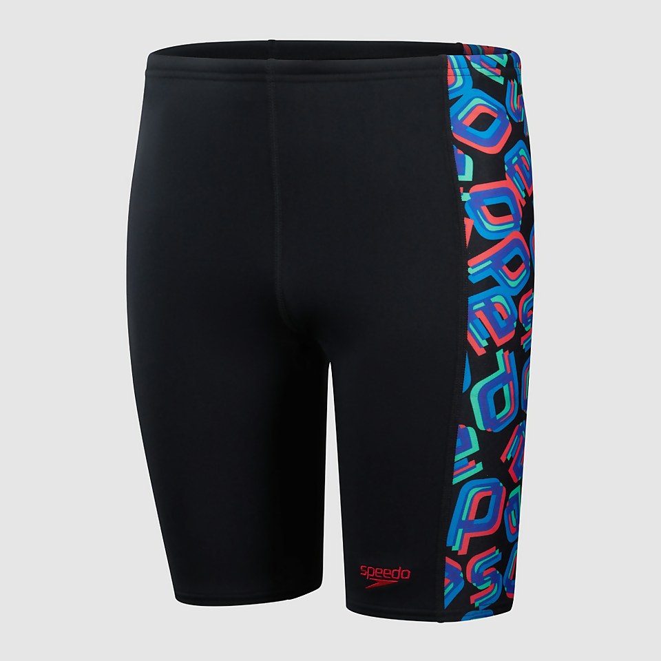 Jungen Digital Panel Schwimmhose Schwarz/Rot