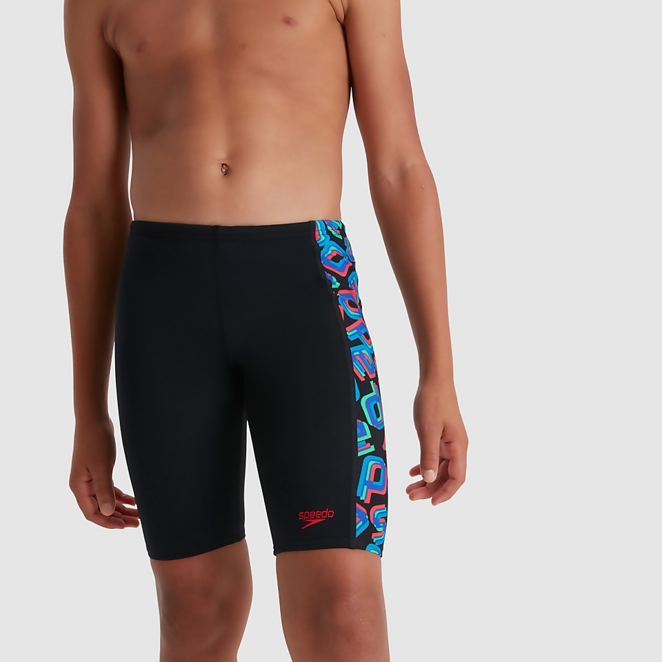 Jungen Digital Panel Schwimmhose Schwarz/Rot