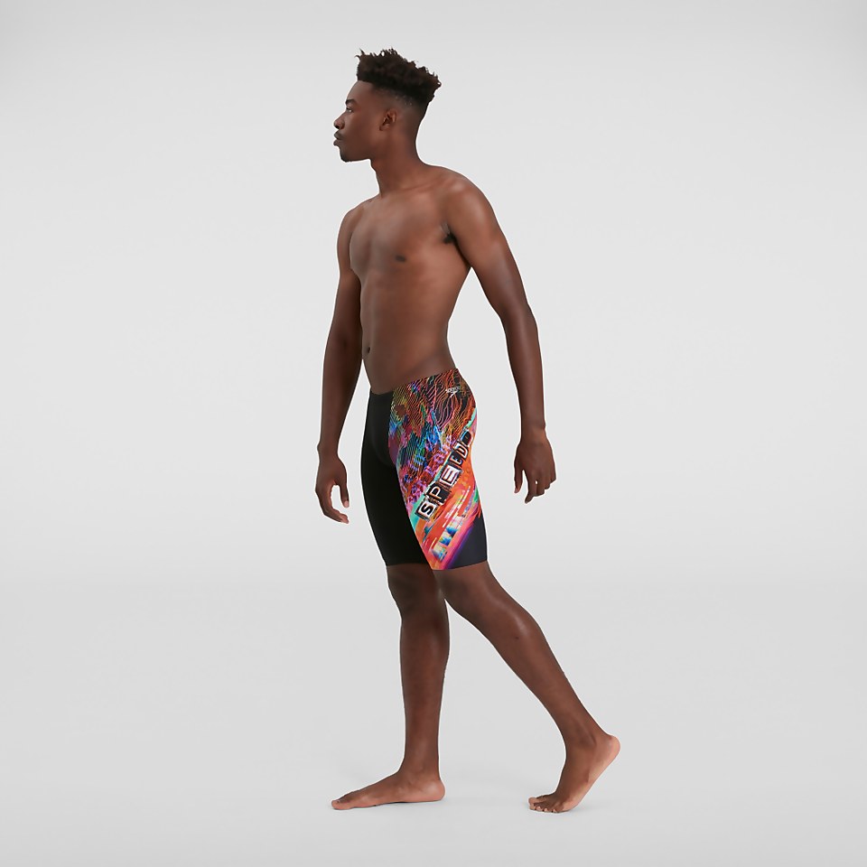 Men's Placement V-Cut Jammer Black/Orange