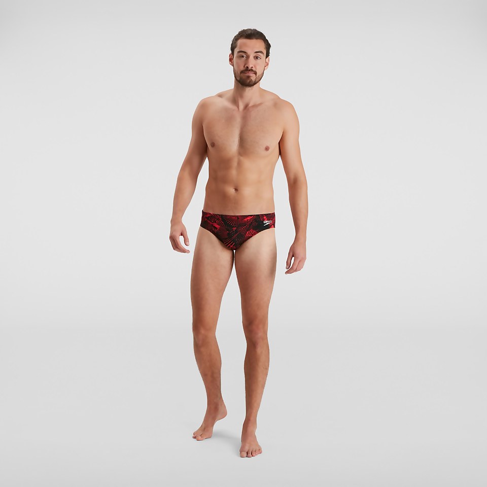 Slip de bain Homme Allover 7 cm noir/rouge