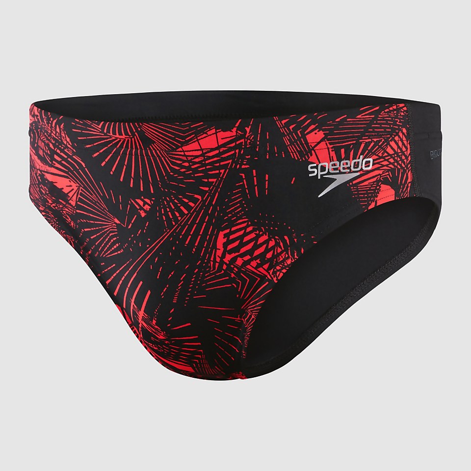 Slip de bain Homme Allover 7 cm noir/rouge