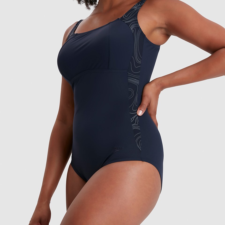Maillot de bain Femme Lunalustre imprimé bleu marine/gris