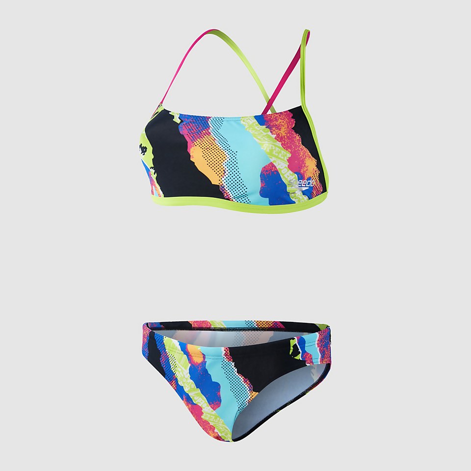 Damen Crossback Bikini Schwarz/Grün