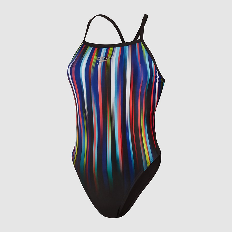 Women's Placement Thinstrap Muscleback Swimsuit Blue/Black