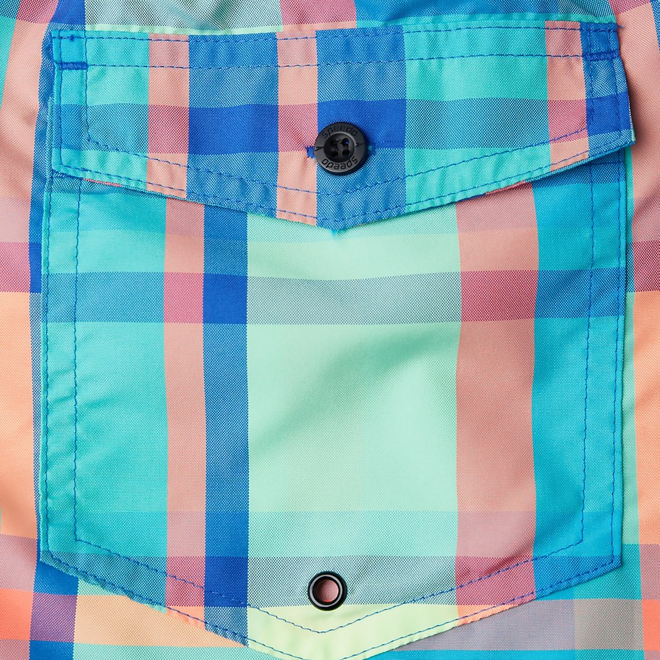 Men's Check Leisure 16" Swim Short Blue
