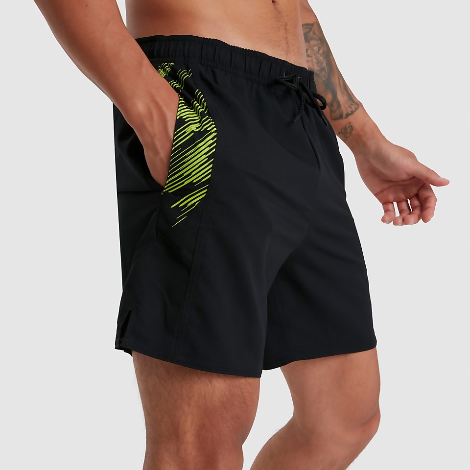 Herren Sport Printed 16" Badeshorts Schwarz/Grün