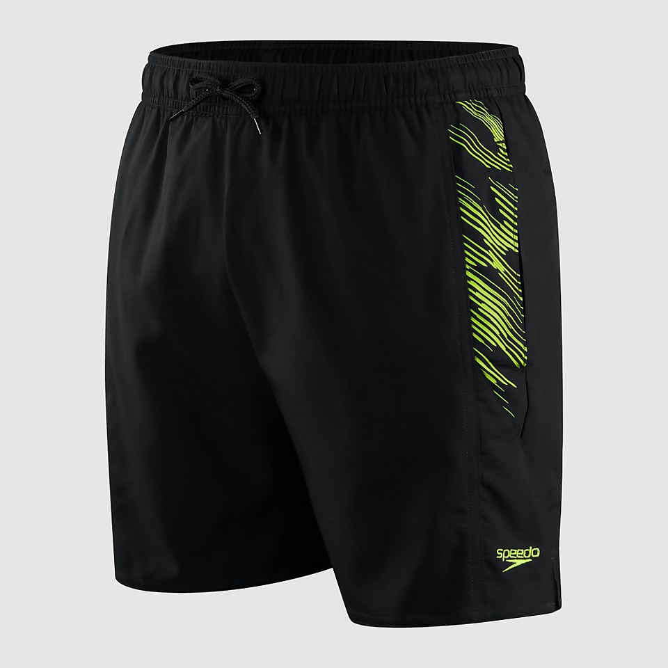 Herren Sport Printed 16" Badeshorts Schwarz/Grün
