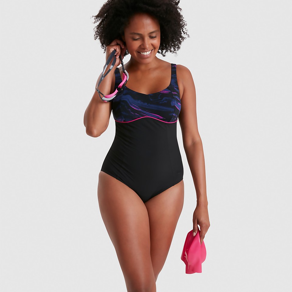 Maillot de bain Femme Contourlustre Printed noir/rose