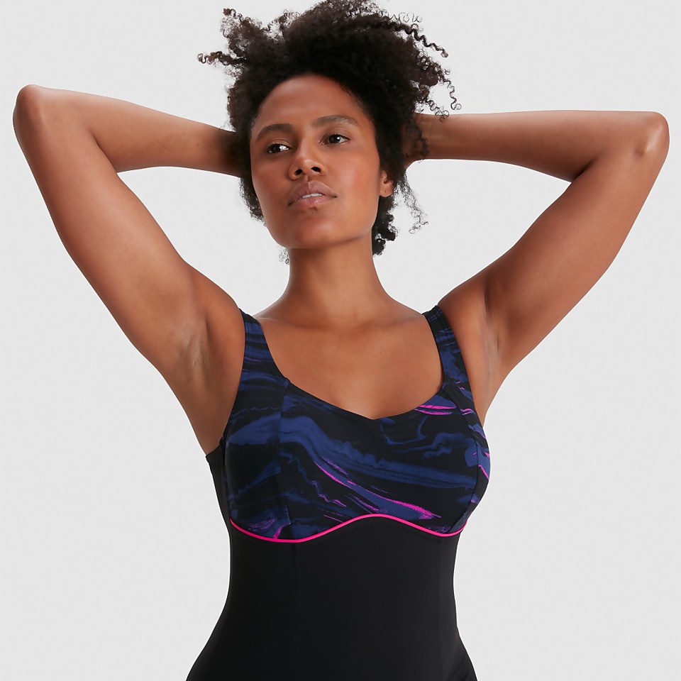 Maillot de bain Femme Contourlustre Printed noir/rose